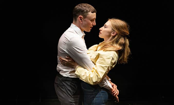 Ned Costello and Katie Buchholz in LEAVES OF GLASS.